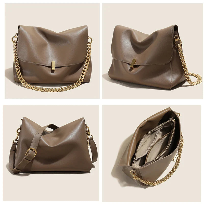 Leather Chain Tote Bag