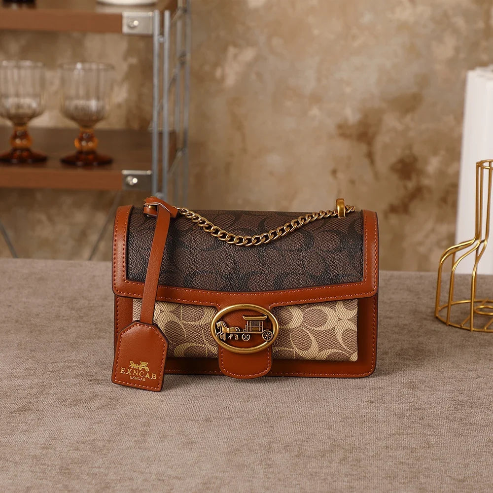 Contrasting Color Chain Bag