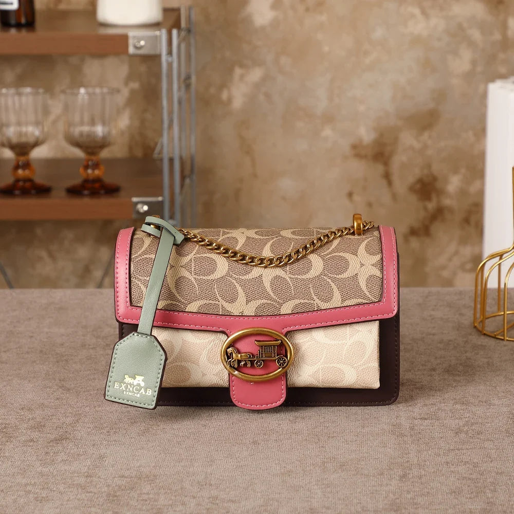 Contrasting Color Chain Bag