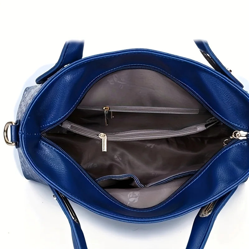 Premium Geometric Pattern 4-Piece Tote & Crossbody Bag Set