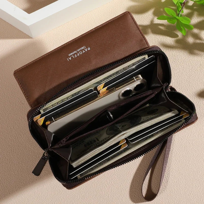 Executive Classic Double-Layer Long Wristlet Wallet