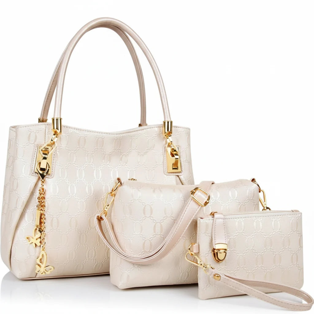 Elegant Vintage Leather 3-Piece Large Capacity Crossbody & Shoulder Bag Set