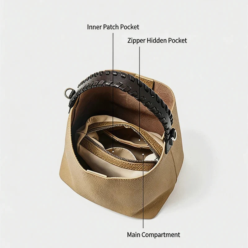 BURMINSA Slouchy Genuine Leather Hobo Bag