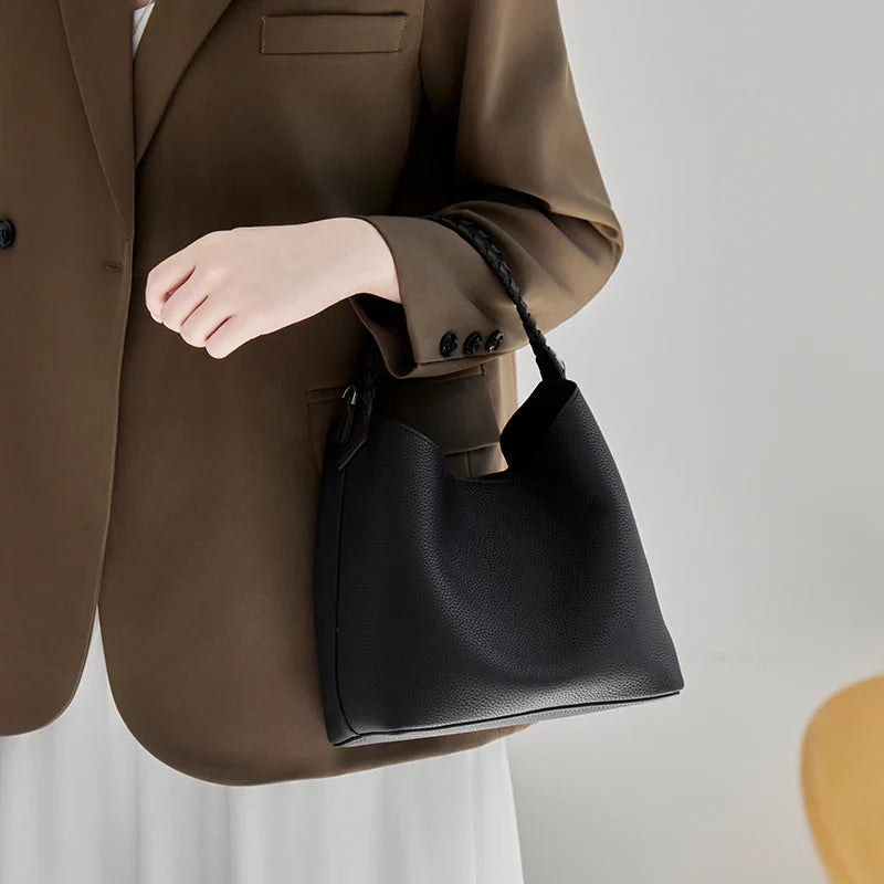 BURMINSA Slouchy Genuine Leather Hobo Bag