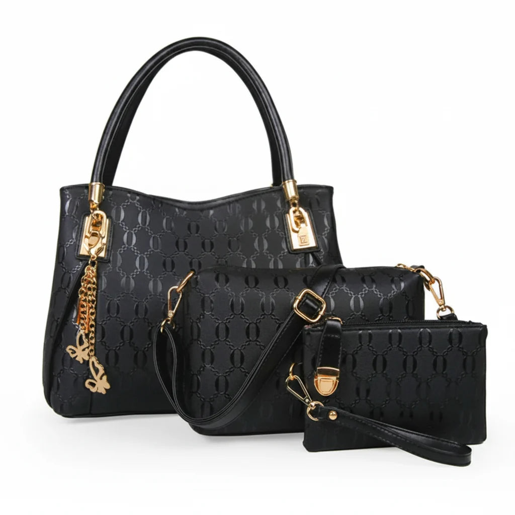 Elegant Vintage Leather 3-Piece Large Capacity Crossbody & Shoulder Bag Set