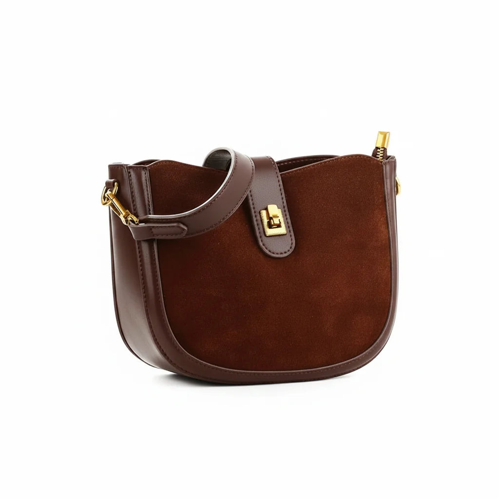 Luna Frosted Suede Half Moon Bag