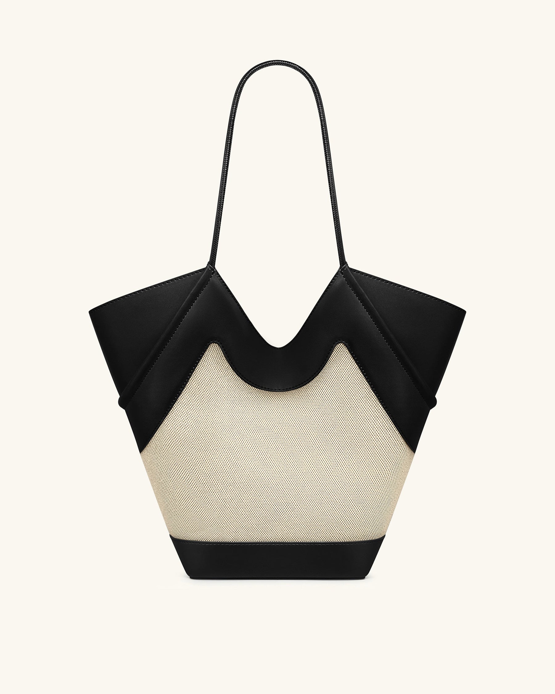 Maribel Panel Tote Bag - Black Canvas