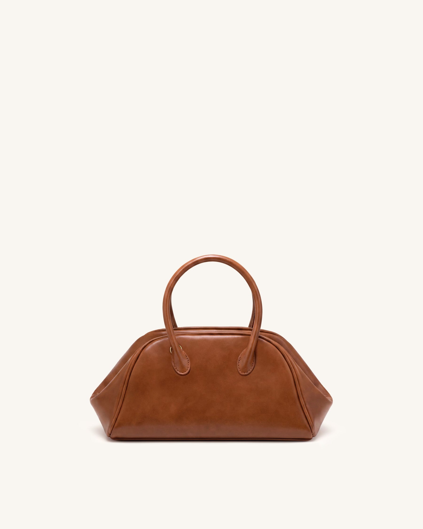 Veda Vintage Finish Bowler Bag - Saddle Brown